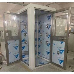 食品飲料化妝品廠標準配置轉(zhuǎn)角型l型風(fēng)淋室定制加工